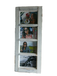 5x7 Wood 4 Picture Frames w Glass Panes, Rustic, Whitewashed Home Decor, Distressed Look Window Frame, Handmade TX USA, Free S/H