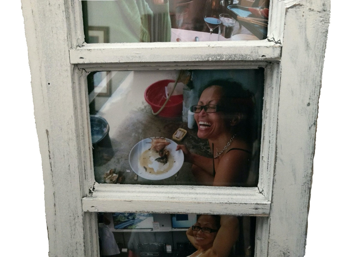 5x7 Wood 4 Picture Frames w Glass Panes, Rustic, Whitewashed Home Decor, Distressed Look Window Frame, Handmade TX USA, Free S/H