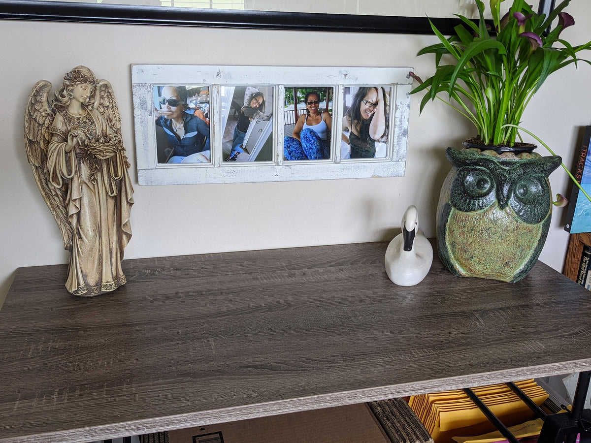 5x7 Wood 4 Picture Frames w Glass Panes, Rustic, Whitewashed Home Decor, Distressed Look Window Frame, Handmade TX USA, Free S/H