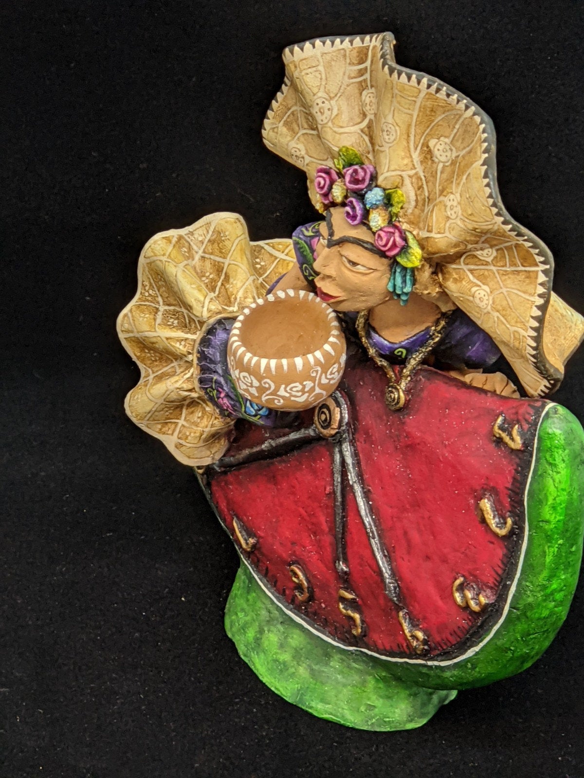 Pre-Order | Woman on the Clock Original Folk Art Clay Figurine, Unique Home Décor from Oaxaca, Mexico by Jose Juan Aguilar | Handmade Gift