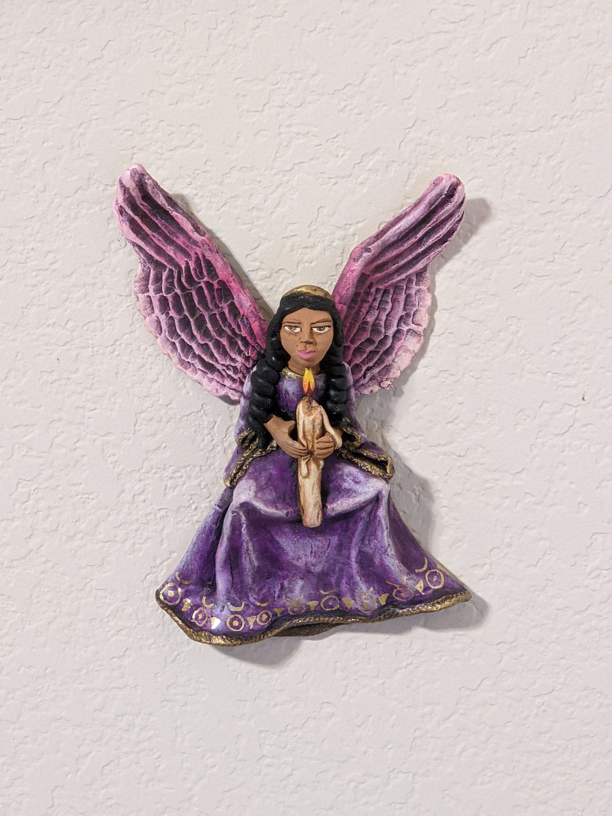 Angel with Candle, Angel Home Decor, Original Handmade Angel Art from Oaxaca Mexico, Christmas Tree Ornament, Christmas Decoration