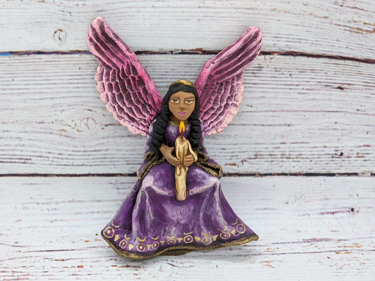 Angel with Candle, Angel Home Decor, Original Handmade Angel Art from Oaxaca Mexico, Christmas Tree Ornament, Christmas Decoration
