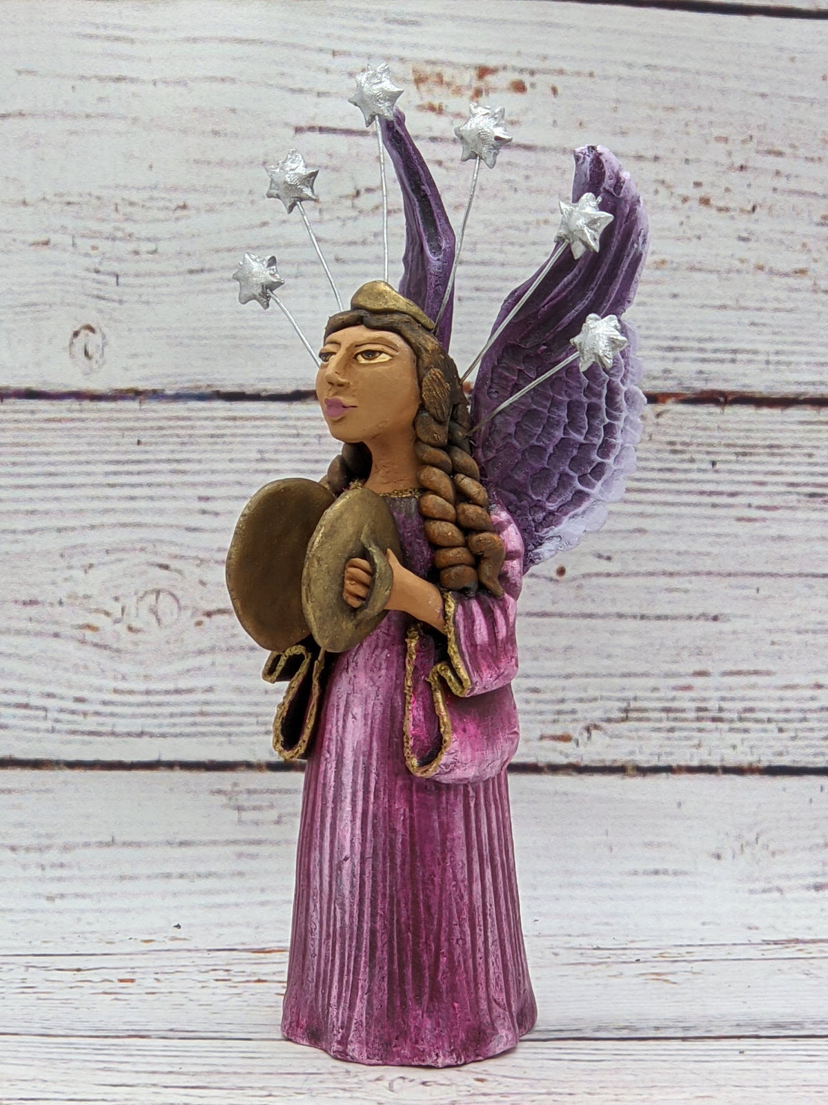 Christmas Decorations, Angel & Cymbals, Christmas Angel Home Decor, Handmade Angel Art de Oaxaca Mexico