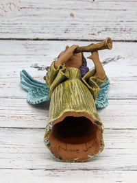 Christmas Decorations, Angel with Flute, Christmas Angel Home Decor, Handmade Angel Art from Oaxaca Mexico, Original Sculpture