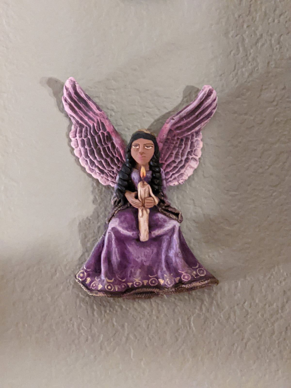 Angel with Candle, Angel Home Decor, Original Handmade Angel Art from Oaxaca Mexico, Christmas Tree Ornament, Christmas Decoration
