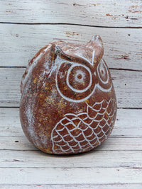 Owl Planter Pot - Clay, Flower Pot, Owl Gifts, Handmade Mexican Pottery, Indoor Planter, Outdoor, Owl Decorations, Small Planter Pot - Brown
