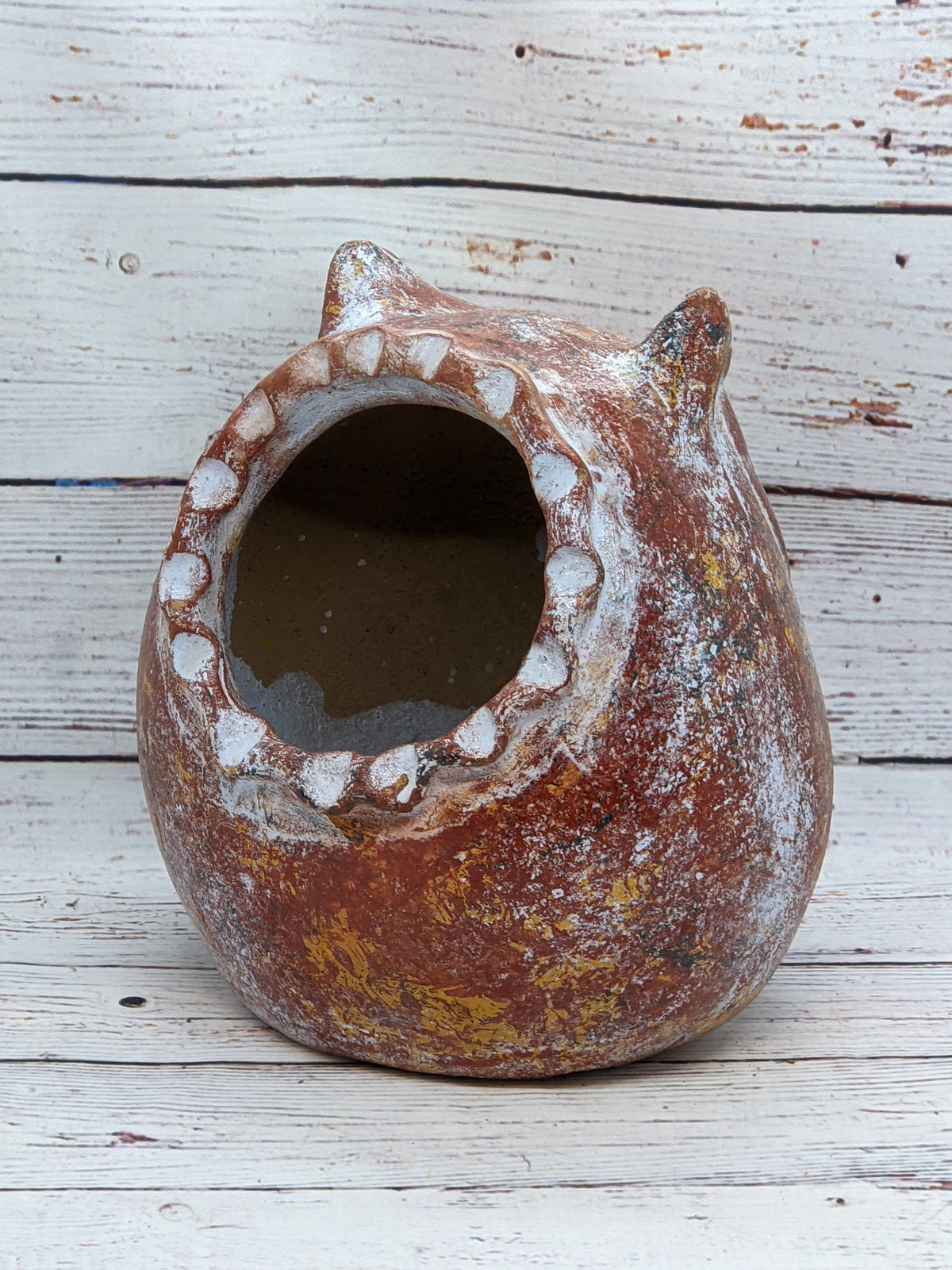 Owl Planter Pot - Clay, Flower Pot, Owl Gifts, Handmade Mexican Pottery, Indoor Planter, Outdoor, Owl Decorations, Small Planter Pot - Brown