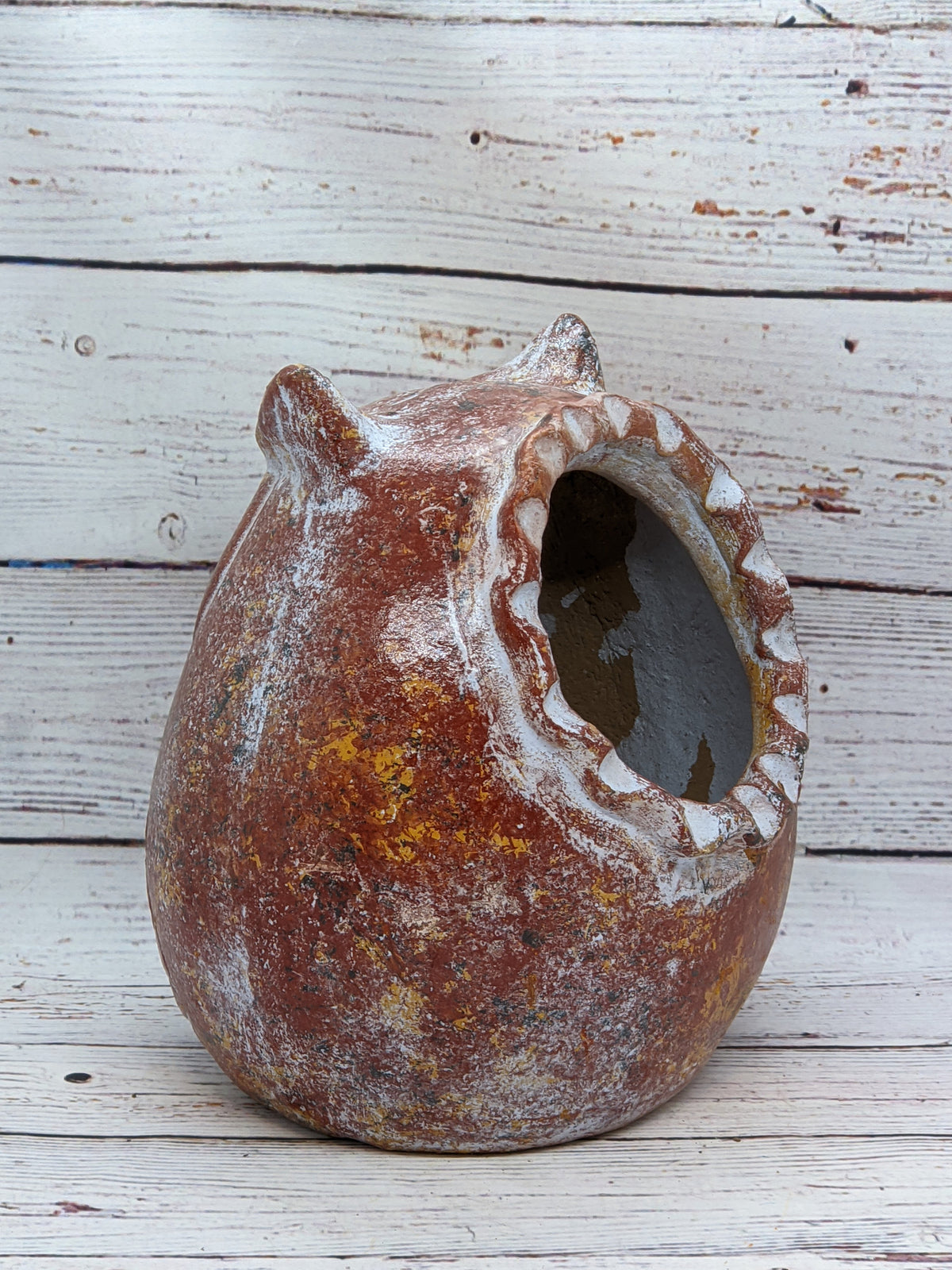 Owl Planter Pot - Clay, Flower Pot, Owl Gifts, Handmade Mexican Pottery, Indoor Planter, Outdoor, Owl Decorations, Small Planter Pot - Brown