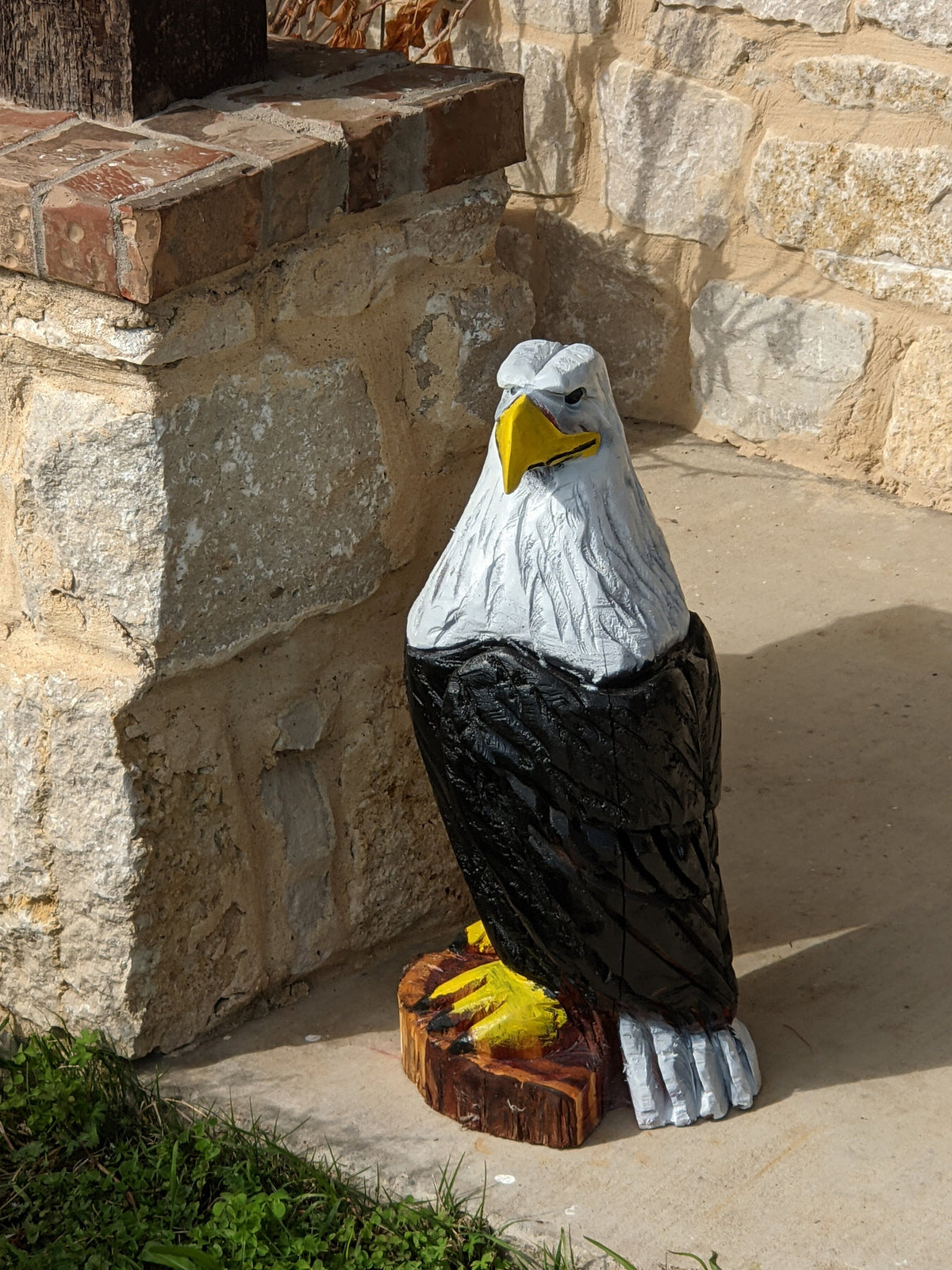 Bald Eagle Handmade Home Decor for Outdoor Garden, Porch or Yard Art by Chainsaw Artist in Texas, Hand Carved Eagle