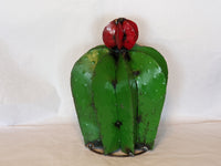 Cactus Garden Decor, Metal Cactus Decoration for Yard or Home, Hand Painted Lifelike Young Saguaro Cactus Yard Art, Mexican Folk Art, 14" H