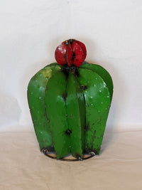 Cactus Garden Decor, Metal Cactus Decoration for Yard or Home, Hand Painted Lifelike Young Saguaro Cactus Yard Art, Mexican Folk Art, 14" H