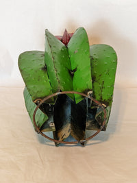 Cactus Garden Decor, Metal Cactus Decoration for Yard or Home, Hand Painted Lifelike Young Saguaro Cactus Yard Art, Mexican Folk Art, 14" H