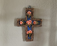 Handmade Christian Cross, Religous Home Decor, Mexican Folk Art, Oaxaca Cross Decor, Cross Decoration Wall Art