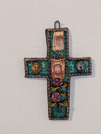 Handmade Christian Cross, Religous Home Decor, Mexican Folk Art, Oaxaca Cross Decor, Cross Decoration Wall Art