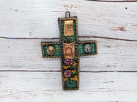 Handmade Christian Cross, Religous Home Decor, Mexican Folk Art, Oaxaca Cross Decor, Cross Decoration Wall Art
