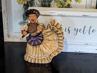 Woman Figurine in Oaxacan Dress, Mexican Folk Art, Handmade Home Decor, Clay Statue from Oaxaca, Mexico by Jose Juan Aguilar