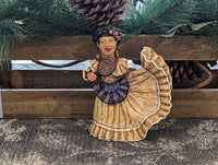 Woman Figurine in Oaxacan Dress, Mexican Folk Art, Handmade Home Decor, Clay Statue from Oaxaca, Mexico by Jose Juan Aguilar