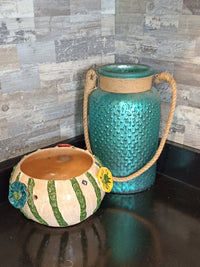 Cactus Flower Pot, Handmade Mexican Pottery from Atzompa, Mexico, Indoor Outdoor Home Decor, Charming Plant Pot w 3  Holes for Hanging