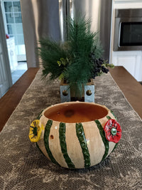 Cactus Flower Pot, Handmade Mexican Pottery from Atzompa, Mexico, Indoor Outdoor Home Decor, Charming Plant Pot w 3  Holes for Hanging