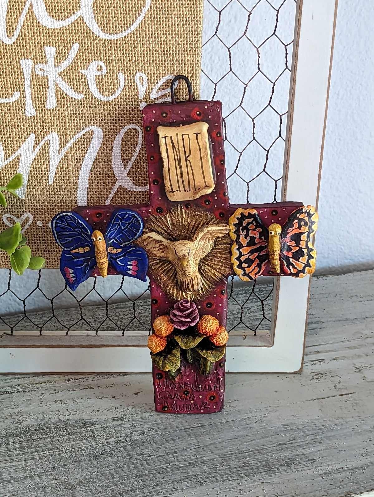 Cross Wall Decor, Mexico Art, Religious Home Decor, Mexico Folk Art - Handmade Wall Cross from Oaxaca, Cross Decor, Christian Wall Art