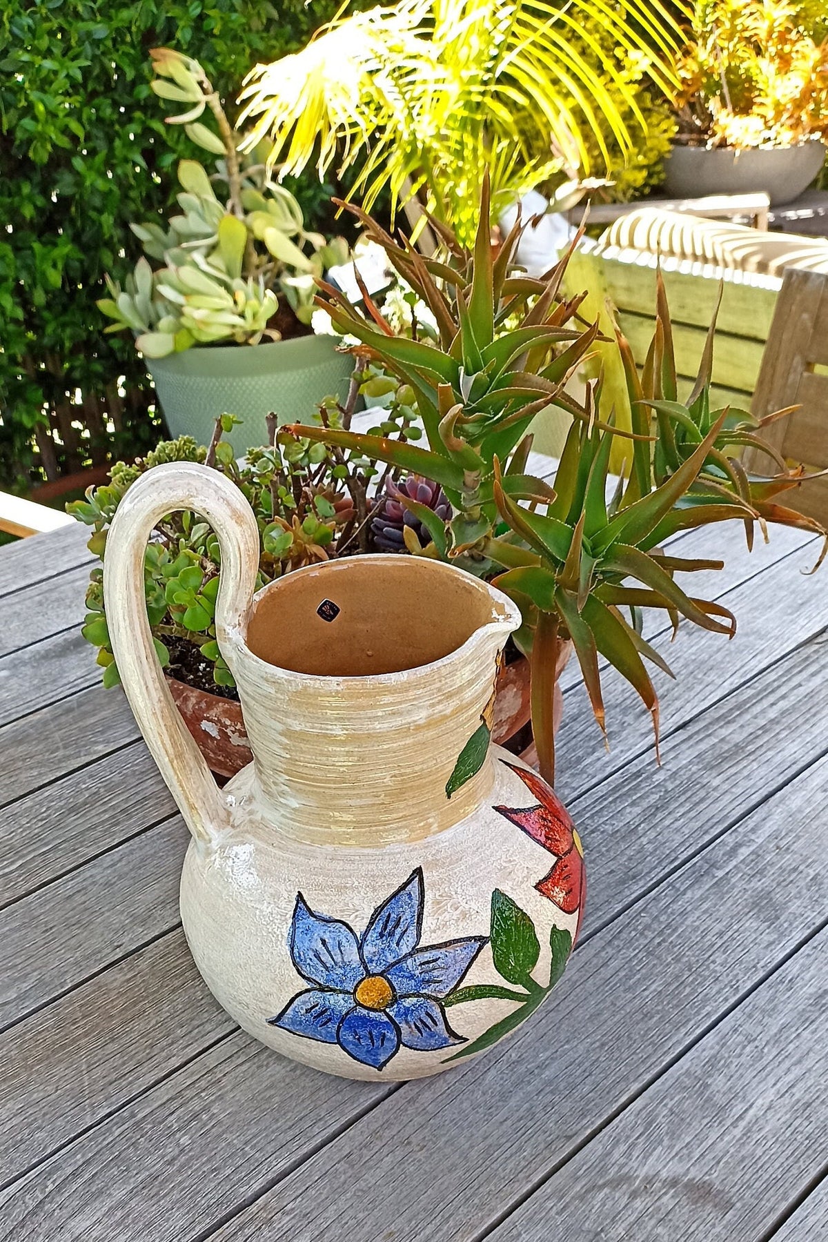 Pitcher Planter, Ceramic Flower Pot, Handmade Mexican Pottery from Atzompa, Mexico, Home Decor, Indoor or Outdoor Decor, Charming Plant Pot