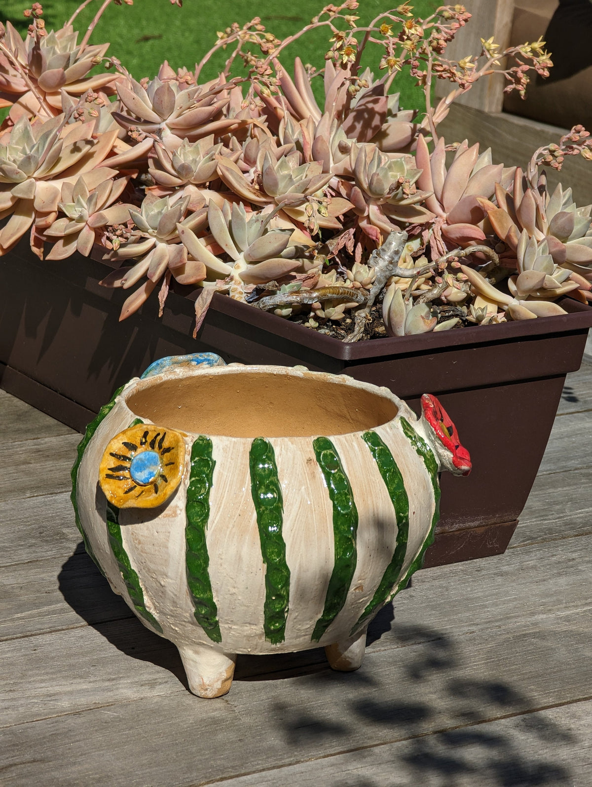 Ceramic Planter, Cactus Flower Pot, Handmade Mexican Pottery from Atzompa, Mexico, Home Decor, Indoor or Outdoor Decor, Charming Plant Pot