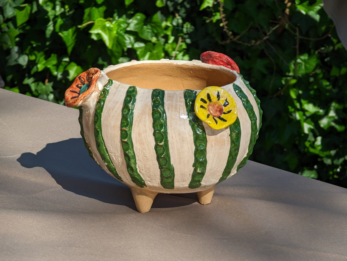 Ceramic Planter, Cactus Flower Pot, Handmade Mexican Pottery from Atzompa, Mexico, Home Decor, Indoor or Outdoor Decor, Charming Plant Pot