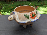 Ceramic Planter, Turtle Flower Pot, Handmade Mexican Pottery from Atzompa, Mexico, Home Decor, Indoor or Outdoor Decor, Charming Plant Pot