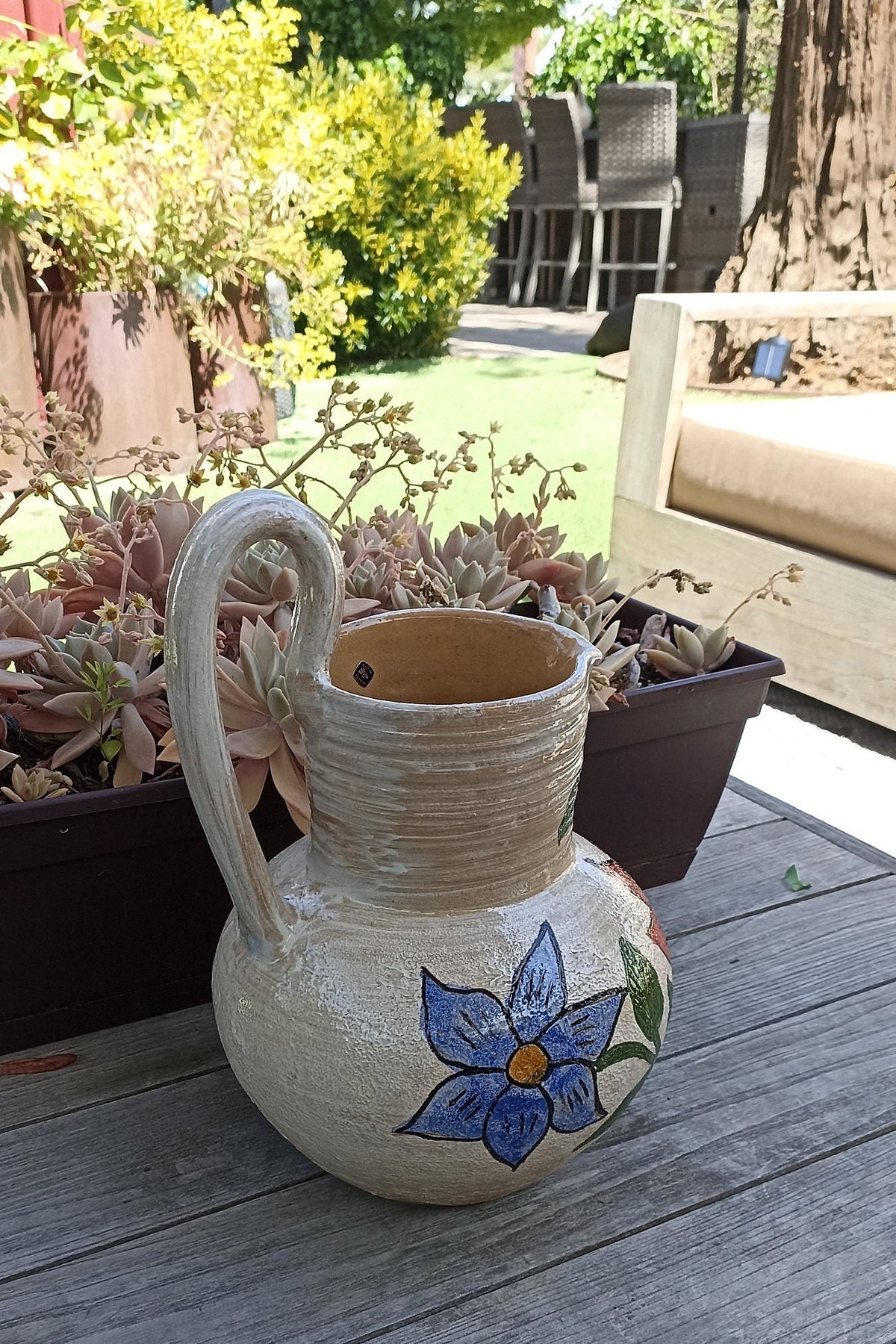 Pitcher Planter, Ceramic Flower Pot, Handmade Mexican Pottery from Atzompa, Mexico, Home Decor, Indoor or Outdoor Decor, Charming Plant Pot