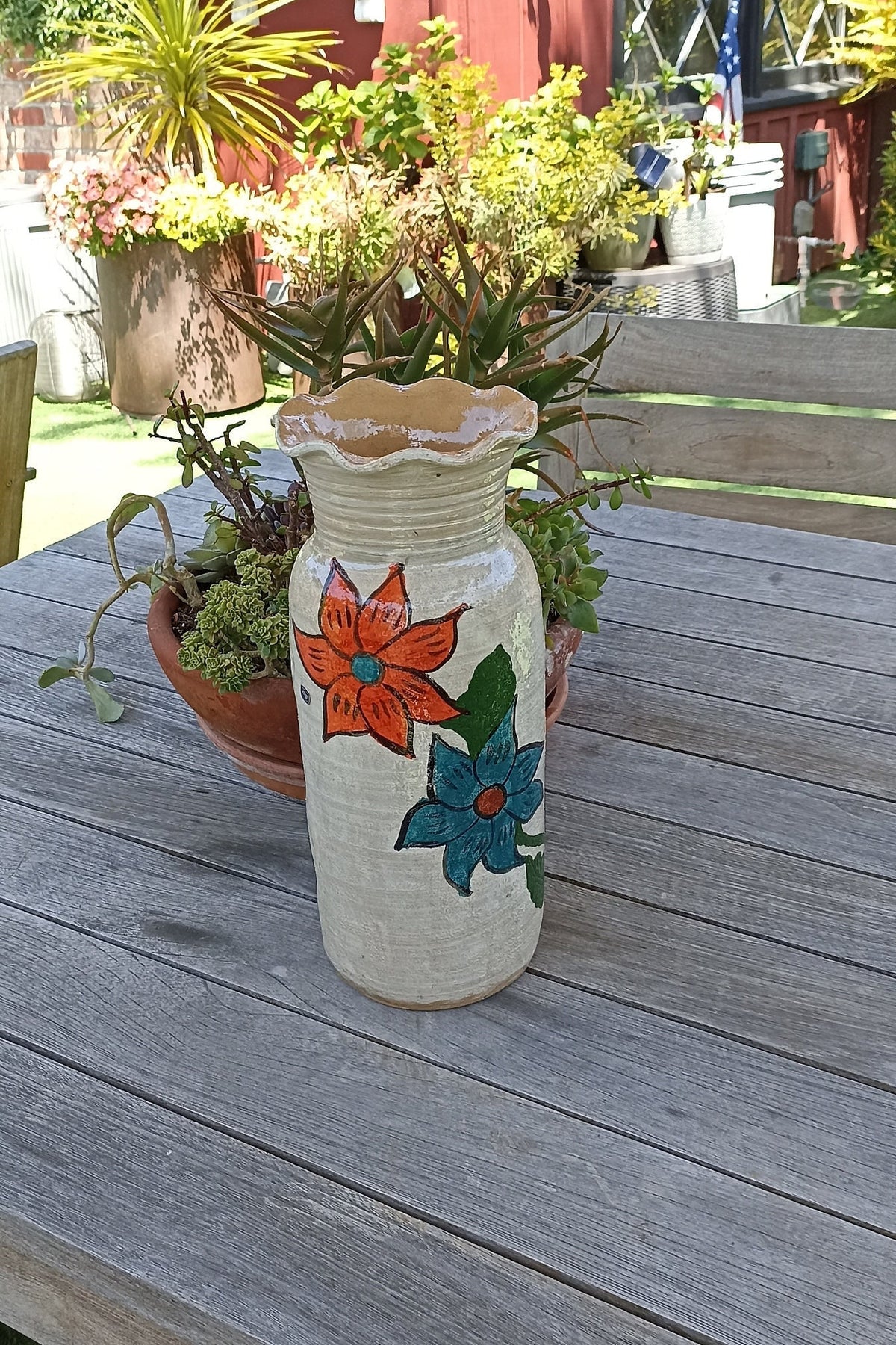 Ceramic Floral Planter for Outdoor Decor, Home Decor, Shelf Decor, Mexican Pottery, Handmade Flower Pot or Indoor Planter, Dried Flower Vase
