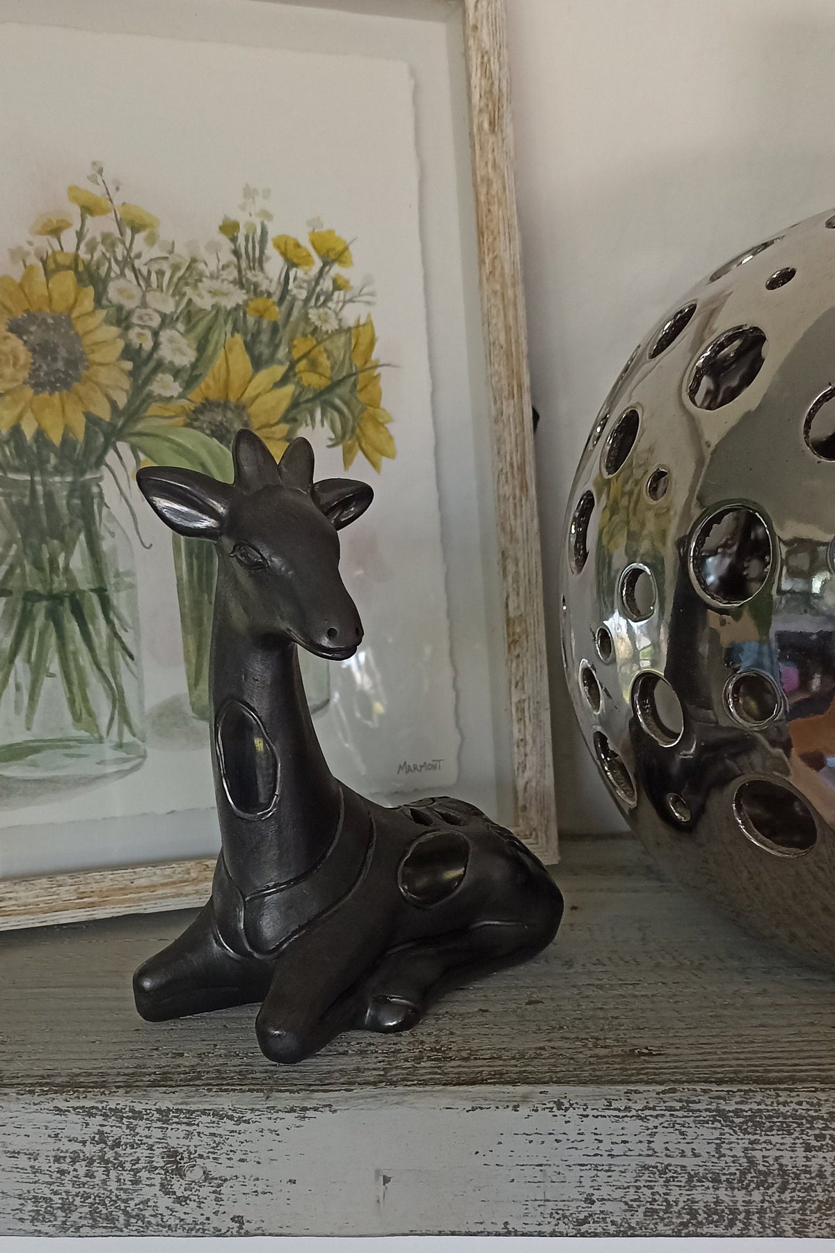 Black Giraffe Home Decor, Stunning Barro Negro Black Clay Handmade Mexican Pottery from San Bartolo near Oaxaca, Mexico