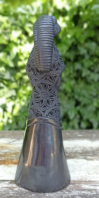 Young Woman Holding a Pot Home Decor, Stunning Barro Negro Black Clay Handmade Mexican Pottery from San Bartolo near Oaxaca, Mexico