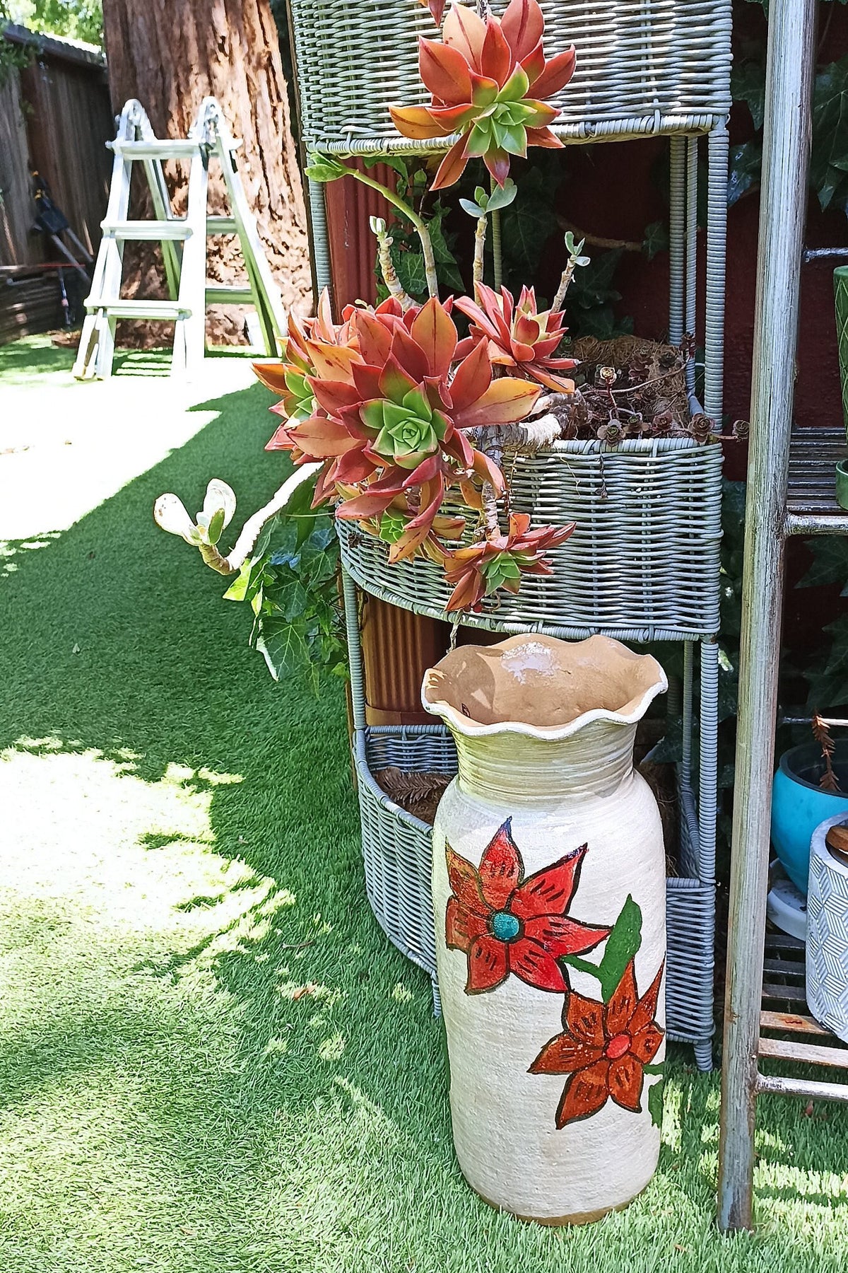 Ceramic Floral Planter for Outdoor Decor, Home Decor, Shelf Decor, Mexican Pottery, Handmade Flower Pot or Indoor Planter, Dried Flower Vase