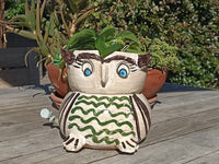 Ceramic Owl Planter, Flower Pot, Handmade Mexican Pottery from Atzompa, Mexico, Home Decor, Indoor or Outdoor Decor, Charming Plant Pot