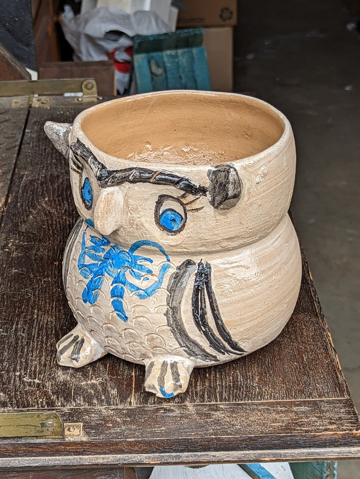 Ceramic Owl Planter, Flower Pot, Handmade Mexican Pottery from Atzompa, Mexico, Home Decor, Indoor or Outdoor Decor, Charming Plant Pot