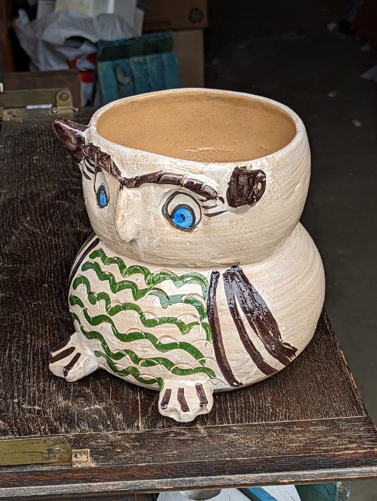Ceramic Owl Planter, Flower Pot, Handmade Mexican Pottery from Atzompa, Mexico, Home Decor, Indoor or Outdoor Decor, Charming Plant Pot