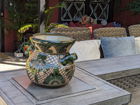 Pre-Order | Captivating 10.5" Round Planter is a Talavera Ceramic Flower Pot | Handmade Pottery for Outdoor Garden Decor | Ships 3-25