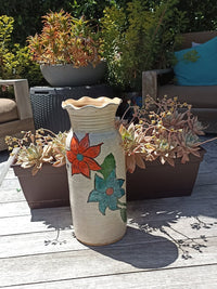 Ceramic Floral Planter for Outdoor Decor, Home Decor, Shelf Decor, Mexican Pottery, Handmade Flower Pot or Indoor Planter, Dried Flower Vase