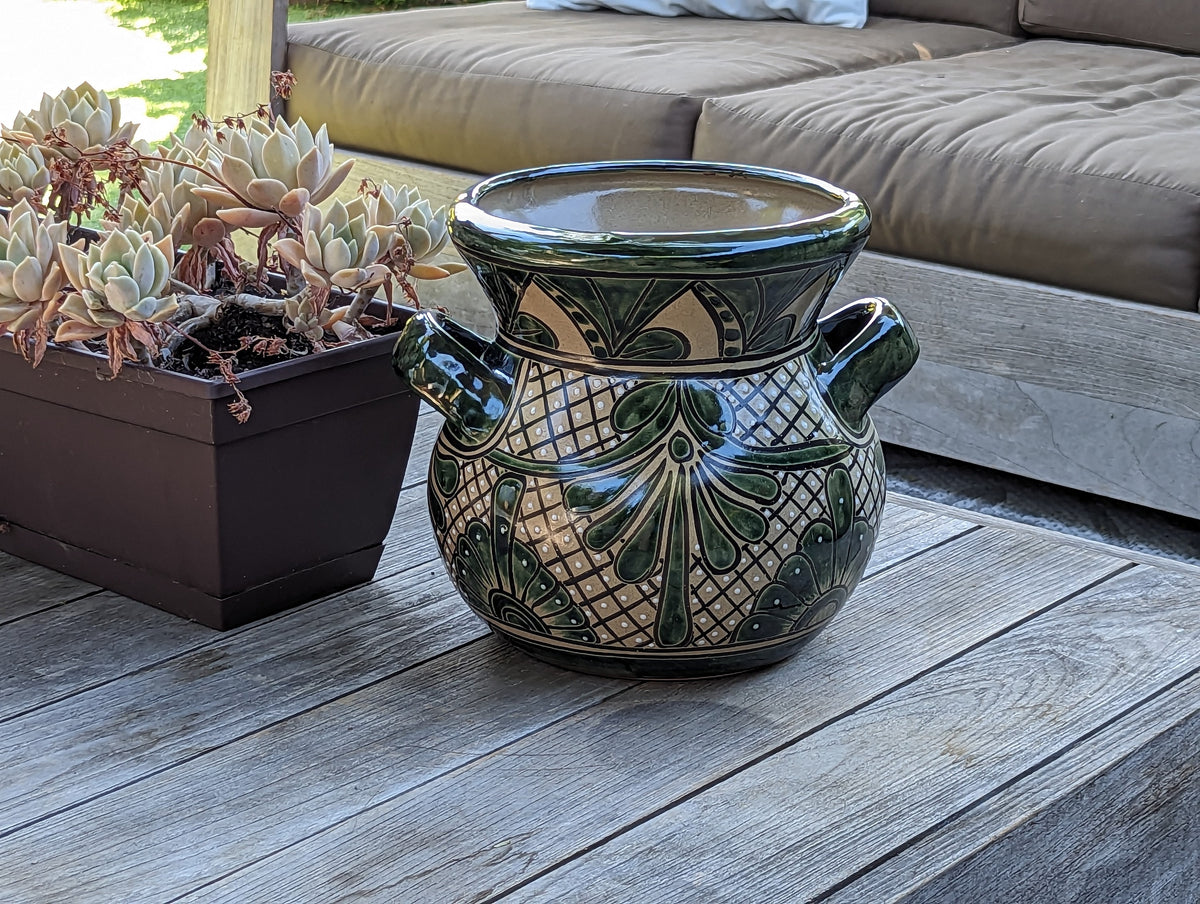 Pre-Order | Captivating 10.5" Round Planter is a Talavera Ceramic Flower Pot | Handmade Pottery for Outdoor Garden Decor | Ships 3-25
