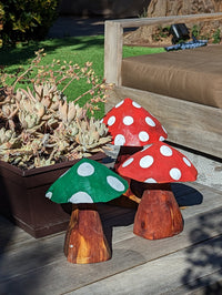 Pre-Order | Toadstool Trio Garden Decor & Yard Art, Wooden Chainsaw Sculptures Unique Home Decor, Set of 3 Handmade Mushrooms, Ships 2-25