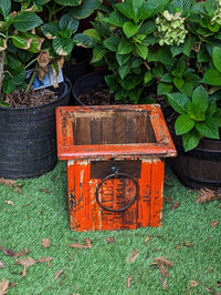 Rustic Wooden Box Planter for Outdoor Garden Decor or Porch or Patio Decor, Handmade in Mexico, 11.75" Diameter, 6 lbs