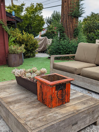 Rustic Wooden Box Planter for Outdoor Garden Decor or Porch or Patio Decor, Handmade in Mexico, 11.75" Diameter, 6 lbs