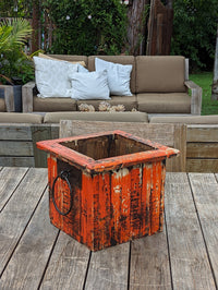 Rustic Wooden Box Planter for Outdoor Garden Decor or Porch or Patio Decor, Handmade in Mexico, 11.75" Diameter, 6 lbs