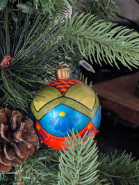 Christmas Ornaments: Unique Mexican Christmas Decor features festive patterns & bold colors, Hand Painted Wood Ornament for Christmas Tree