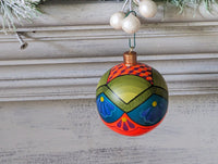 Christmas Ornaments: Unique Mexican Christmas Decor features festive patterns & bold colors, Hand Painted Wood Ornament for Christmas Tree