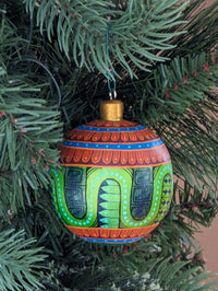 Christmas Ornaments: Unique Mexican Christmas Decor features festive patterns & bold colors, Hand Painted Wood Ornament for Christmas Tree