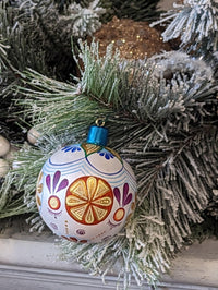Christmas Ornaments: Unique Mexican Christmas Decor features festive patterns & bold colors, Hand Painted Wood Ornament for Christmas Tree