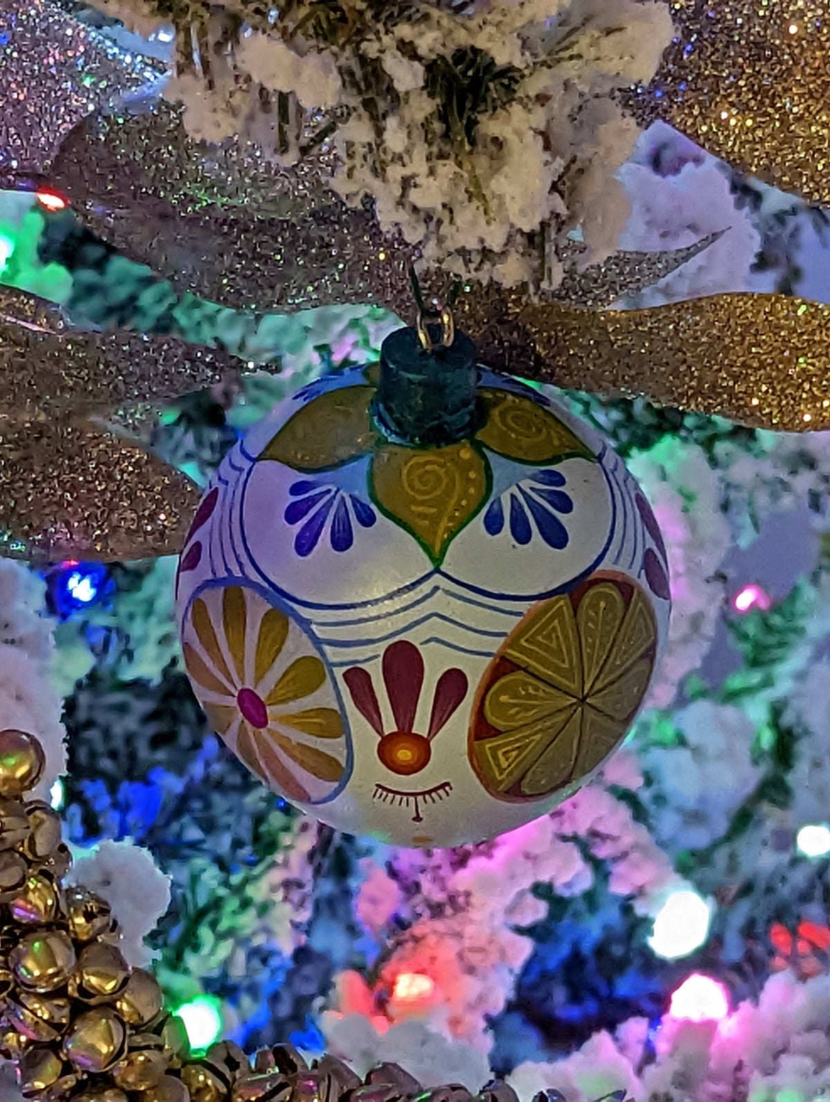 Christmas Ornaments: Unique Mexican Christmas Decor features festive patterns & bold colors, Hand Painted Wood Ornament for Christmas Tree