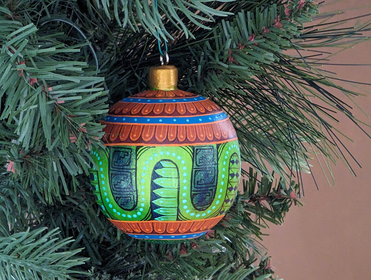 Christmas Ornaments: Unique Mexican Christmas Decor features festive patterns & bold colors, Hand Painted Wood Ornament for Christmas Tree