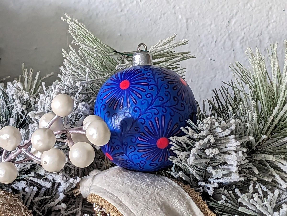 Christmas Ornaments: Unique Mexican Christmas Decor features festive patterns & bold colors, Hand Painted Wood Ornament for Christmas Tree